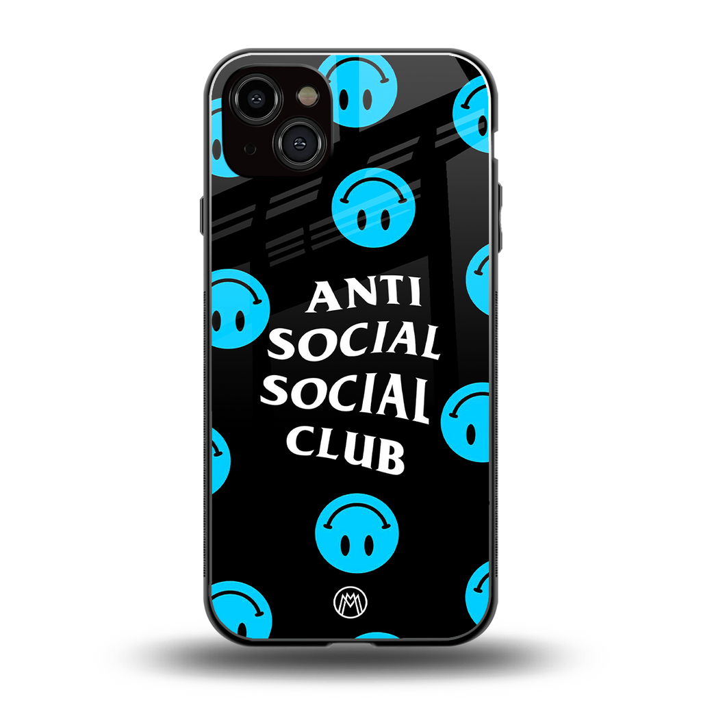anti social social club x smileys back phone cover | glass case for iphone 14 plus