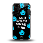anti social social club x smileys back phone cover | glass case for iphone 14 plus