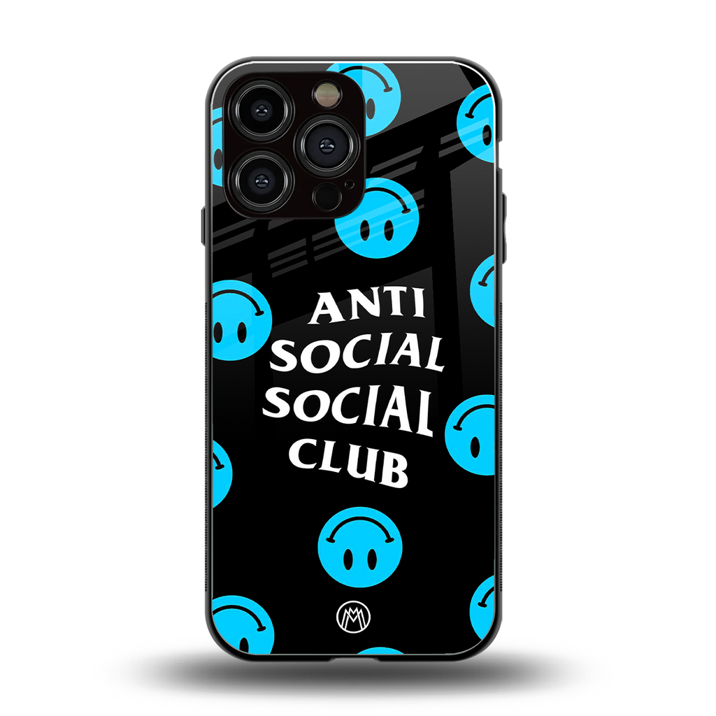 anti social social club x smileys back phone cover | glass case for iphone 15 pro max