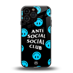 anti social social club x smileys back phone cover | glass case for iphone 15 pro max