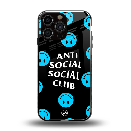 anti social social club x smileys back phone cover | glass case for iphone 14 pro max