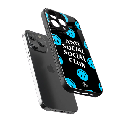 anti social social club x smileys back phone cover | glass case for iphone 14 pro max