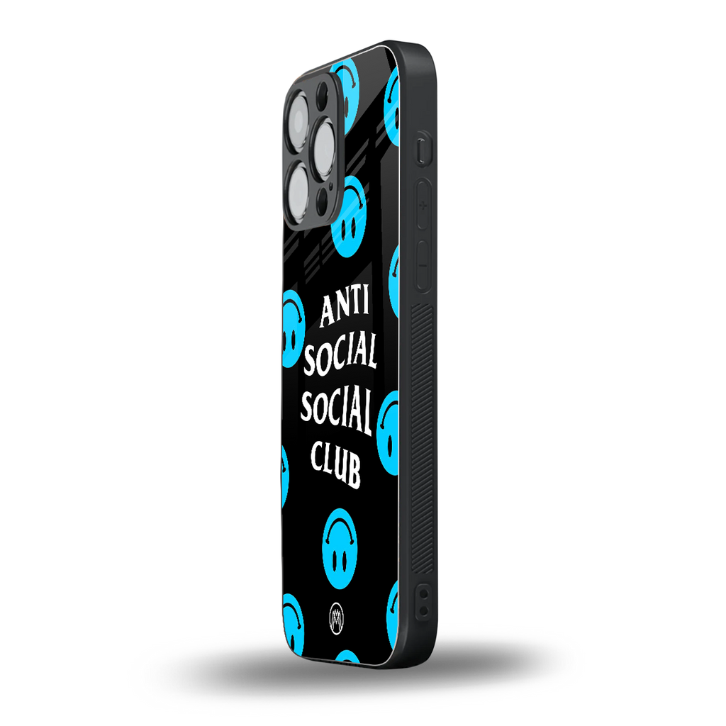 anti social social club x smileys back phone cover | glass case for iphone 15 pro max