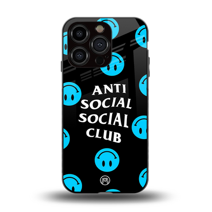 anti social social club x smileys back phone cover | glass case for iphone 15 pro