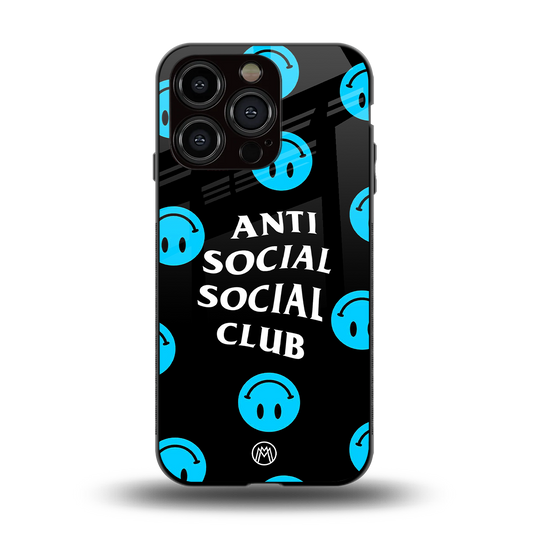 anti social social club x smileys back phone cover | glass case for iphone 14 pro