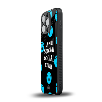 anti social social club x smileys back phone cover | glass case for iphone 15 pro