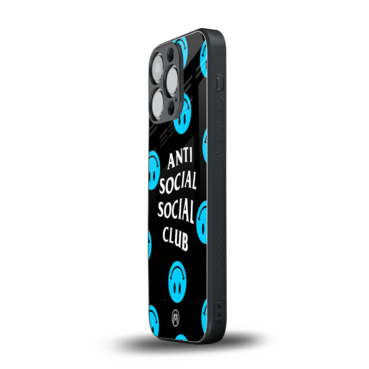 anti social social club x smileys back phone cover | glass case for iphone 14 pro