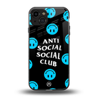 anti social social club x smileys back phone cover | glass case for iphone 15