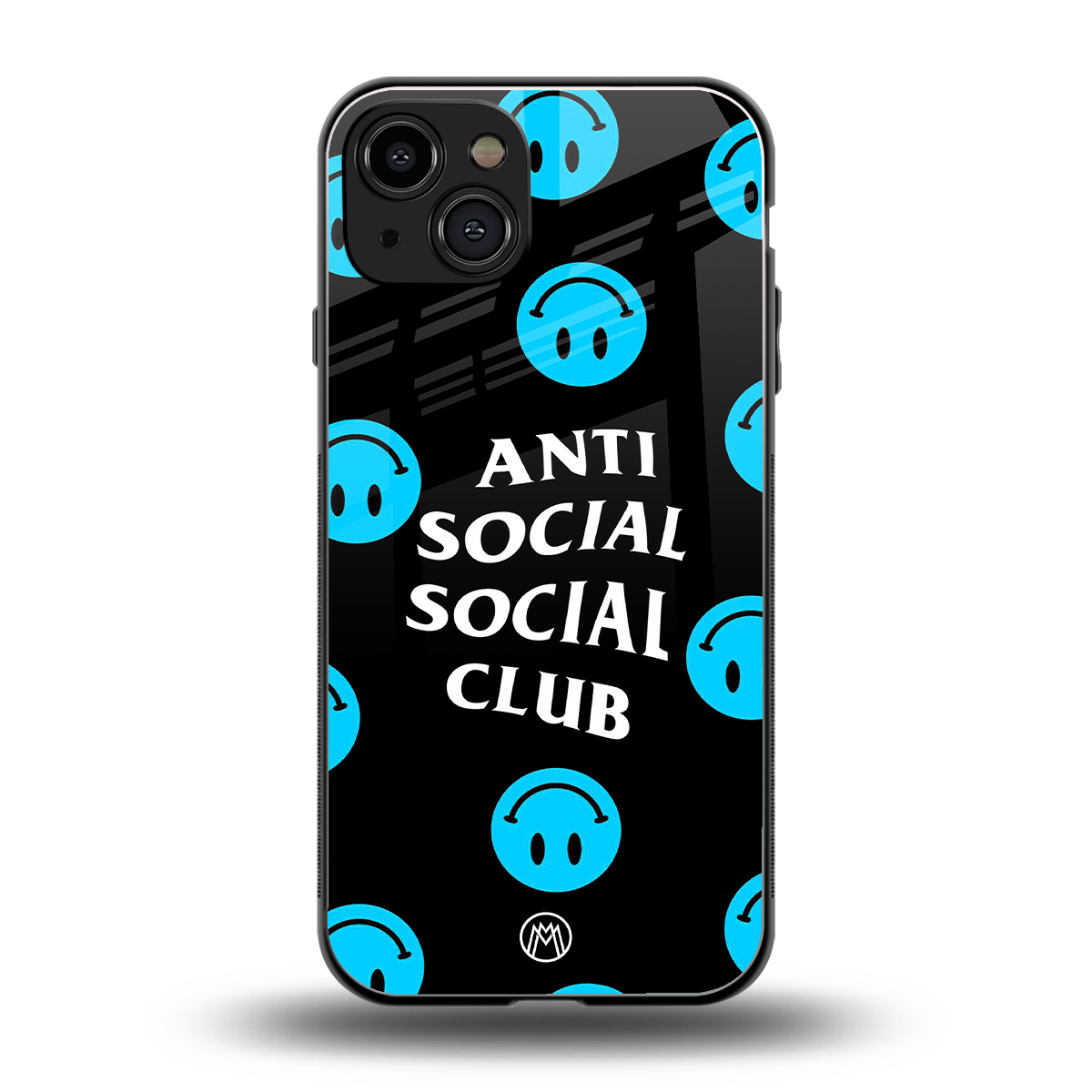 anti social social club x smileys back phone cover | glass case for iphone 15