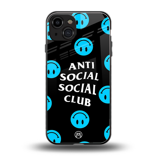anti social social club x smileys back phone cover | glass case for iphone 15