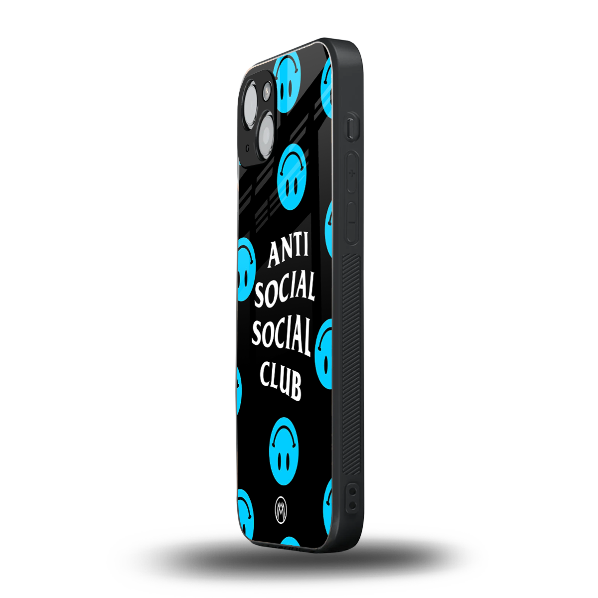 anti social social club x smileys back phone cover | glass case for iphone 15