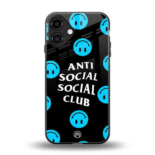 anti social social club x smileys back phone cover | glass case for iphone 16 plus