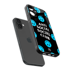 anti social social club x smileys back phone cover | glass case for iphone 16 plus