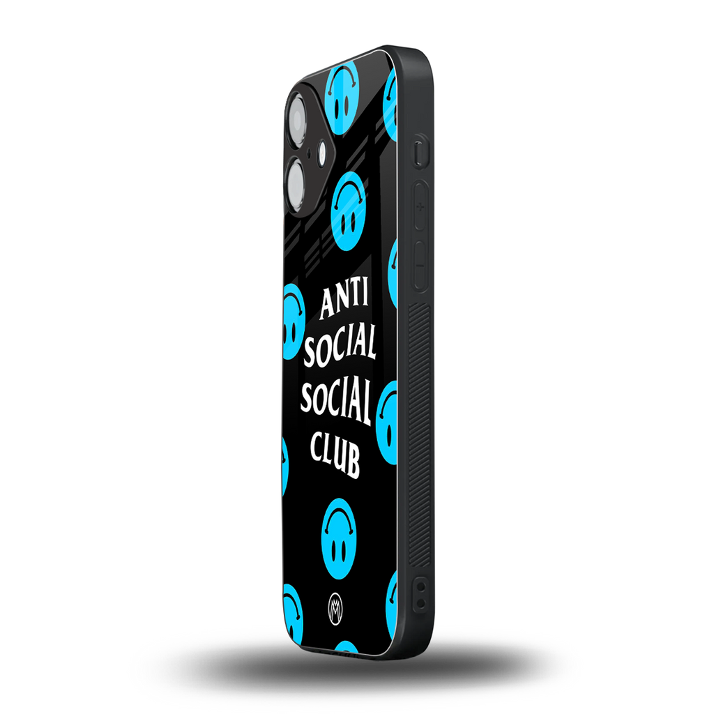 anti social social club x smileys back phone cover | glass case for iphone 16 plus