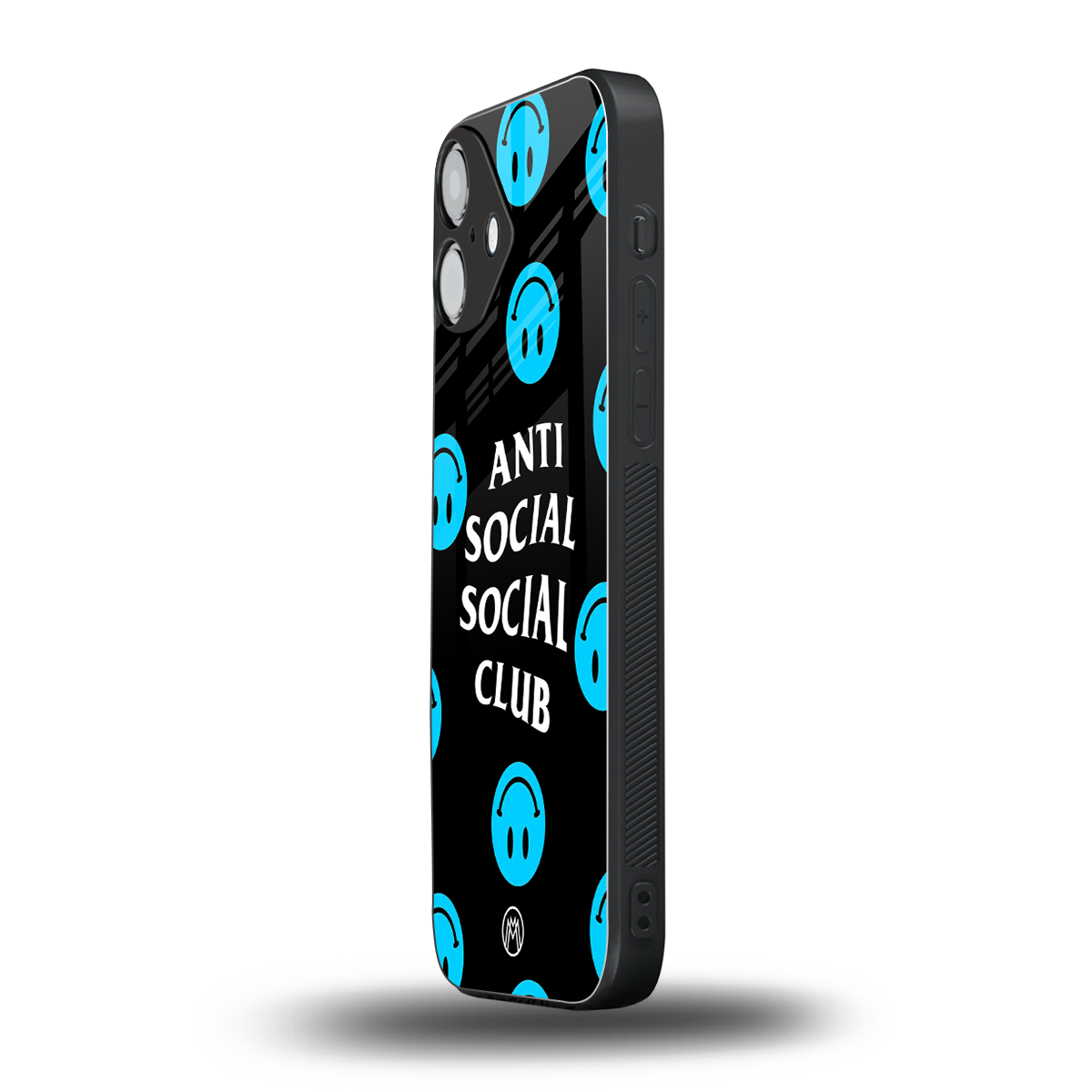 anti social social club x smileys back phone cover | glass case for iphone 16 plus