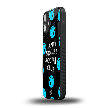 anti social social club x smileys back phone cover | glass case for iphone 16 plus