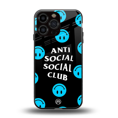 anti social social club x smileys back phone cover | glass case for iphone 16 pro max