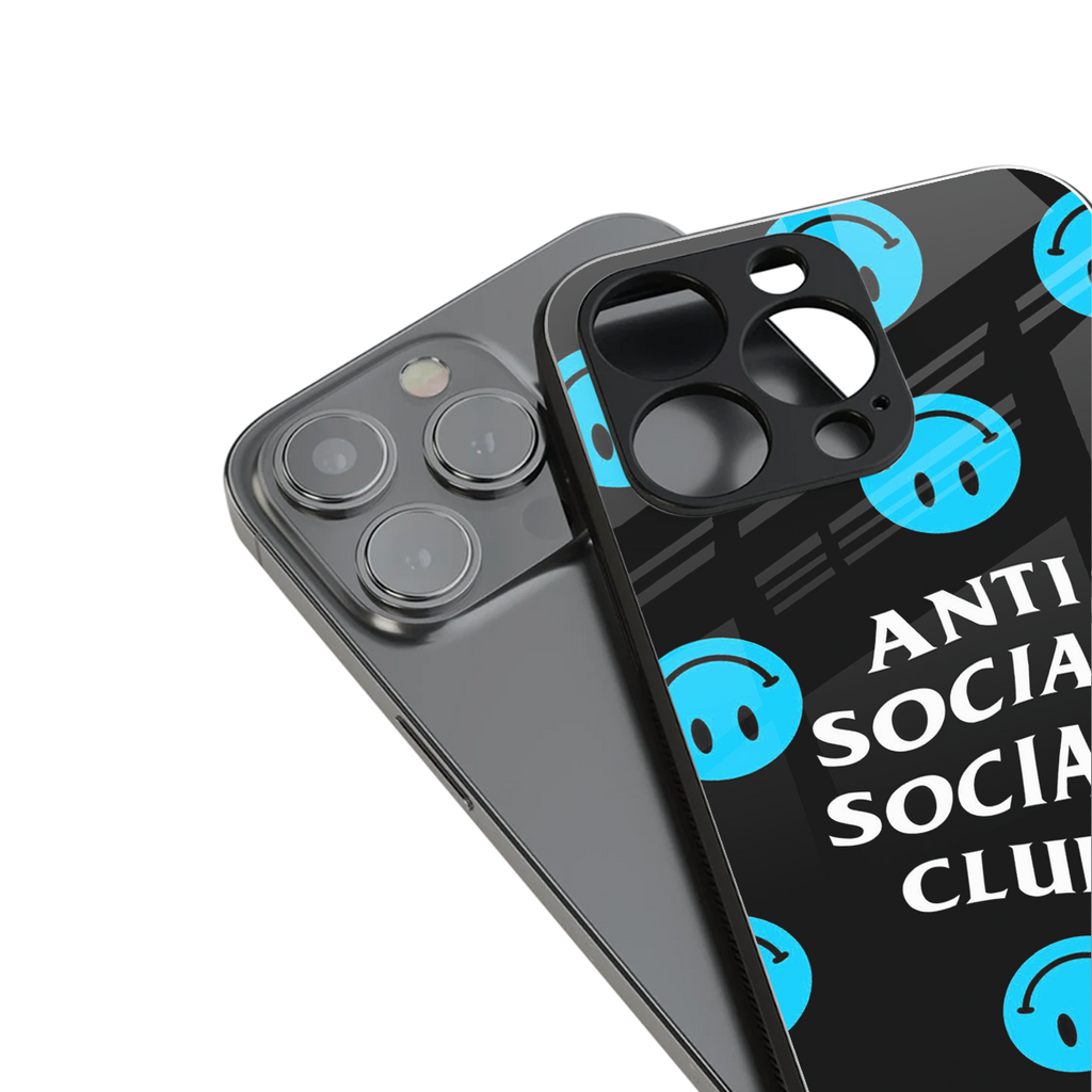 anti social social club x smileys back phone cover | glass case for iphone 13