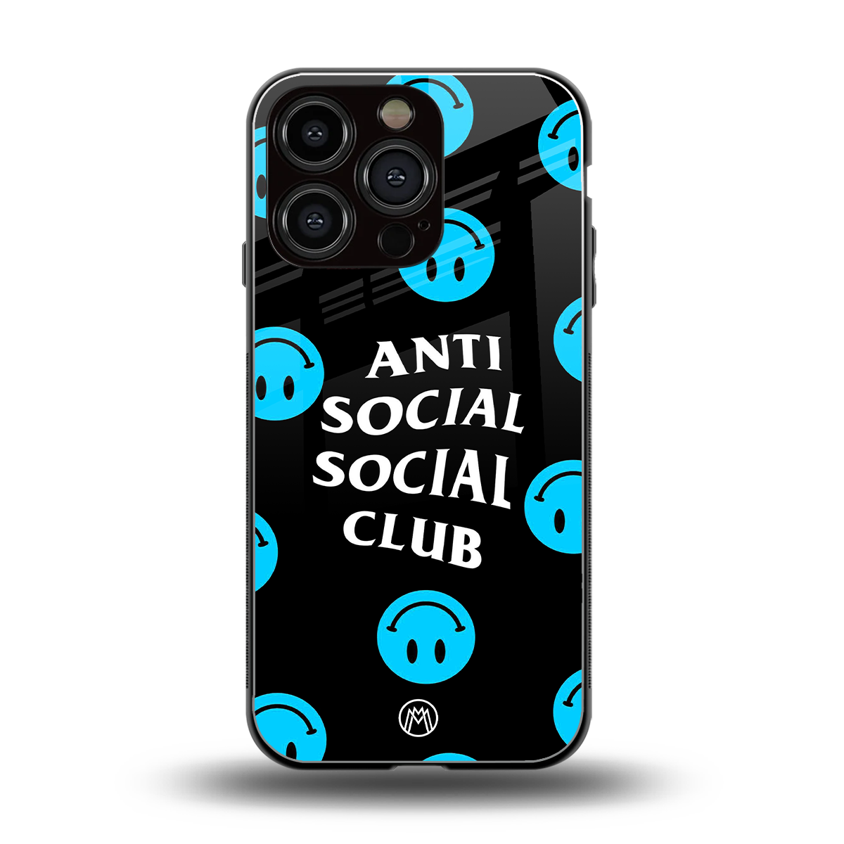 anti social social club x smileys back phone cover | glass case for iphone 16 pro