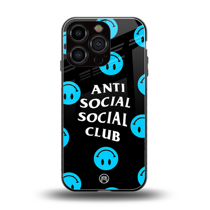 anti social social club x smileys back phone cover | glass case for iphone 16 pro