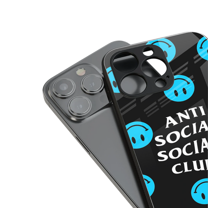 anti social social club x smileys back phone cover | glass case for iphone 16 pro max