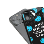 anti social social club x smileys back phone cover | glass case for iphone 15 pro max