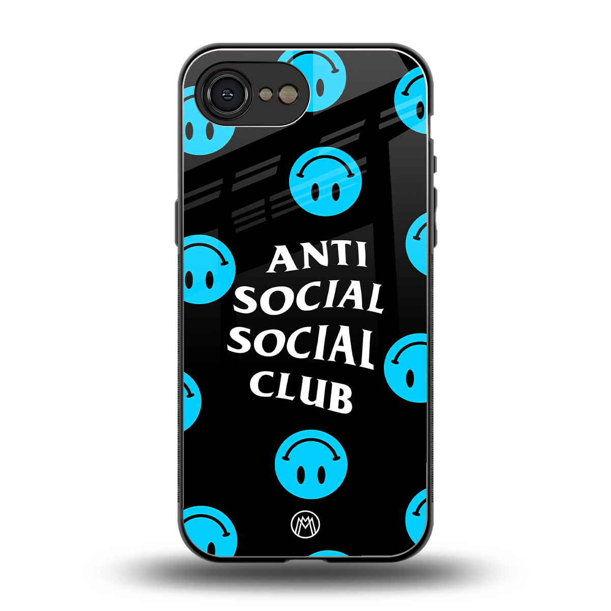 anti social social club x smileys back phone cover | glass case for iphone 16e