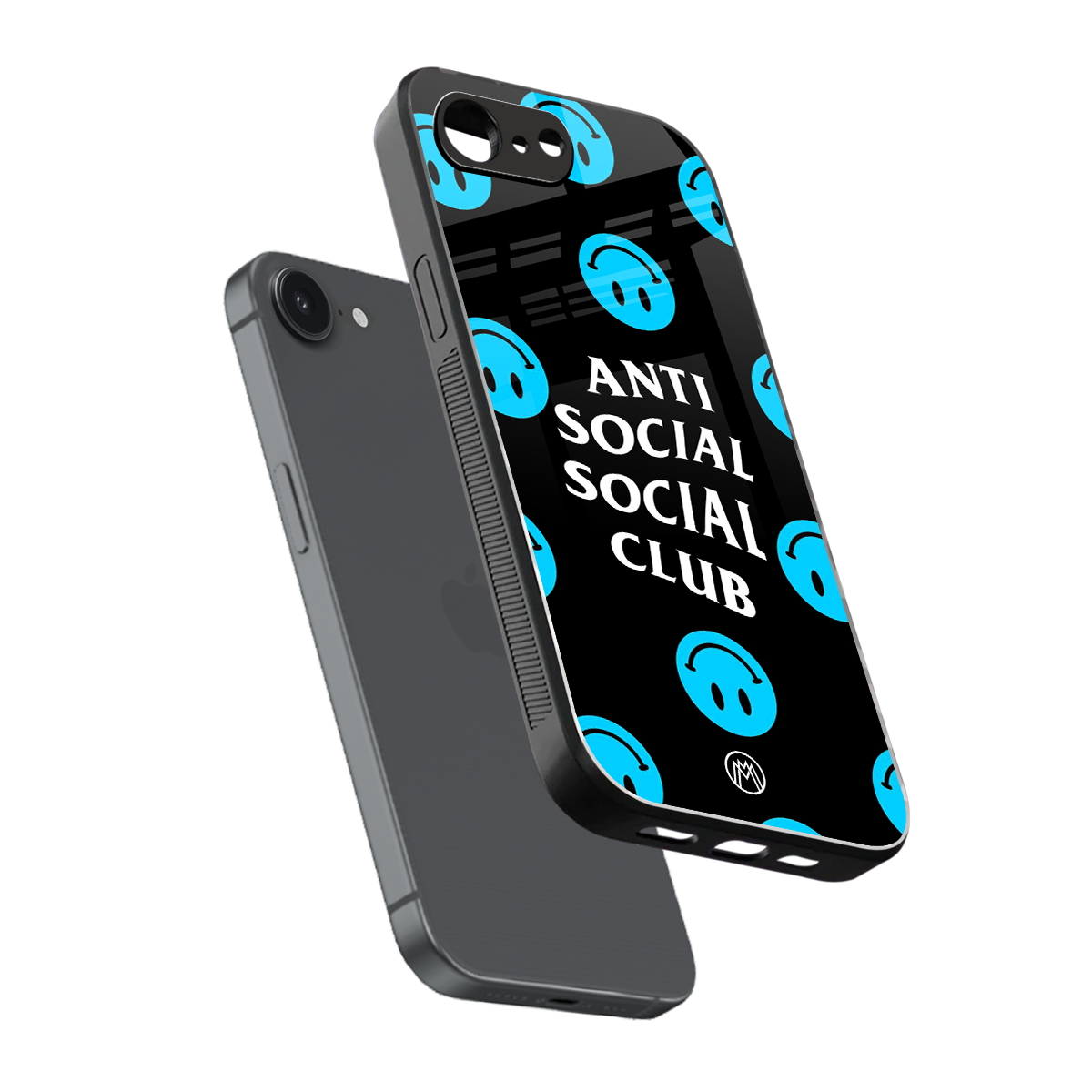 anti social social club x smileys back phone cover | glass case for iphone 16e