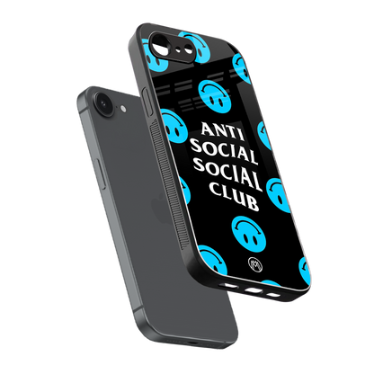 anti social social club x smileys back phone cover | glass case for iphone 16e
