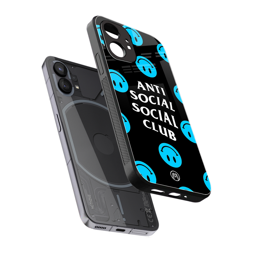 anti social social club x smileys back phone cover | glass case for nothing phone 1
