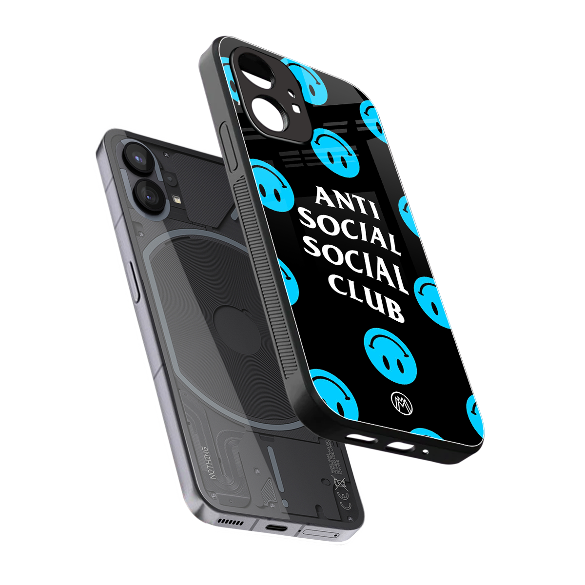 anti social social club x smileys back phone cover | glass case for nothing phone 1