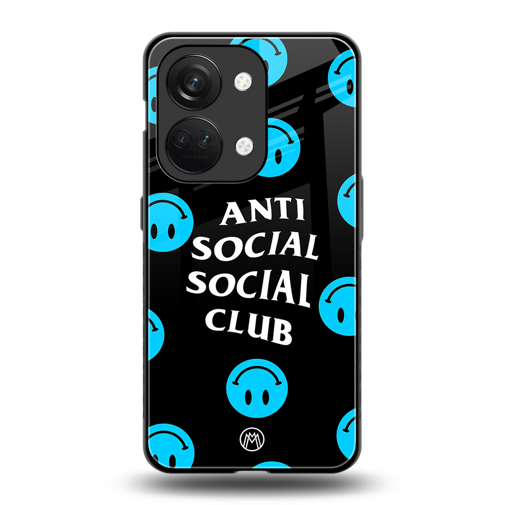 anti social social club x smileys back phone cover | glass case for oneplus nord 3