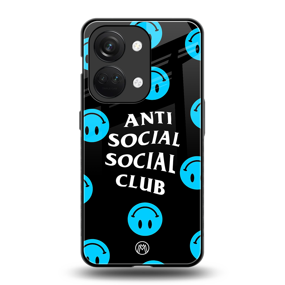anti social social club x smileys back phone cover | glass case for oneplus nord 3