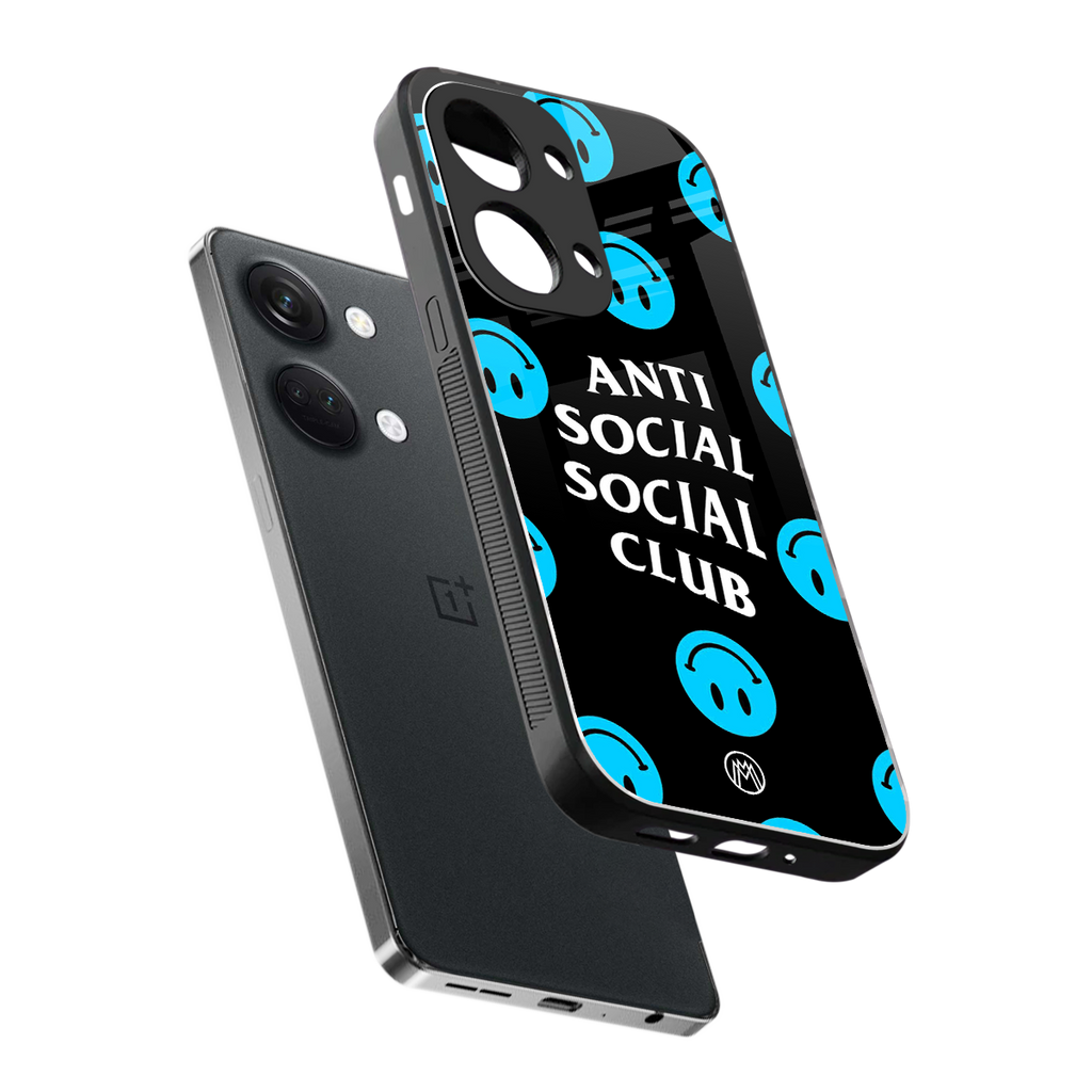 anti social social club x smileys back phone cover | glass case for oneplus nord 3