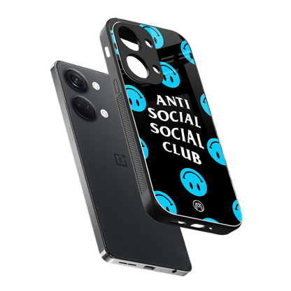 anti social social club x smileys back phone cover | glass case for oneplus nord 3