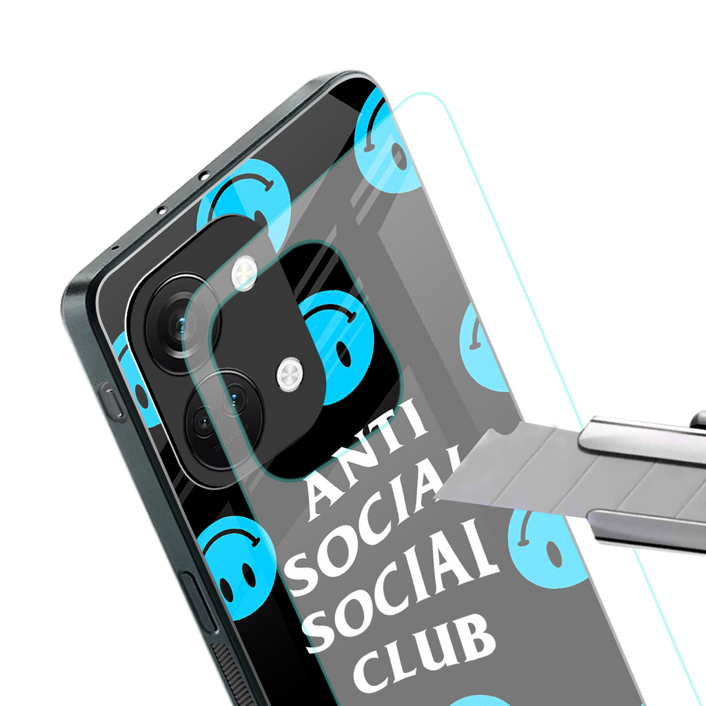 anti social social club x smileys back phone cover | glass case for oneplus nord 3