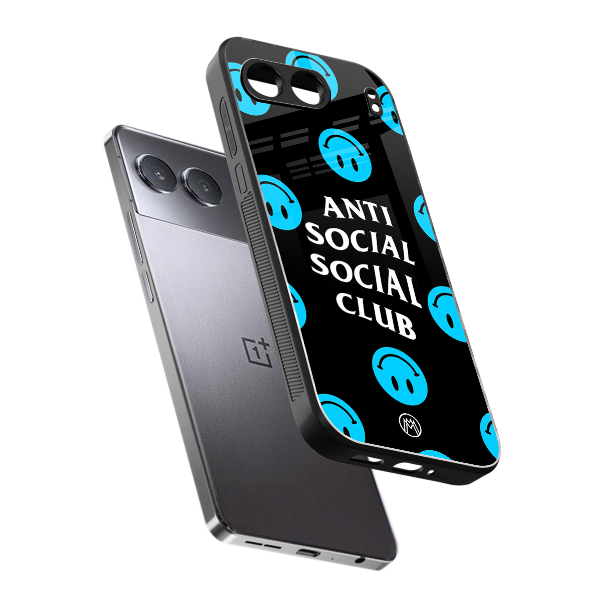 anti social social club x smileys back phone cover | glass case for oneplus nord 4