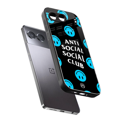 anti social social club x smileys back phone cover | glass case for oneplus nord 4