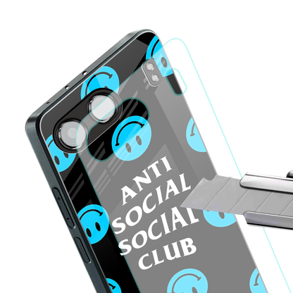 anti social social club x smileys back phone cover | glass case for oneplus nord 4