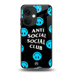 anti social social club x smileys back phone cover | glass case for oneplus nord ce 3