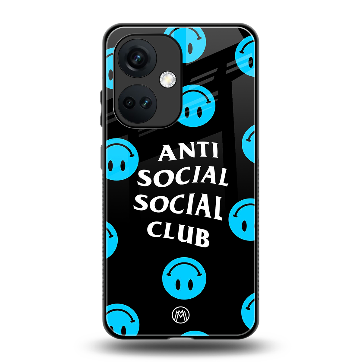 anti social social club x smileys back phone cover | glass case for oneplus nord ce 3