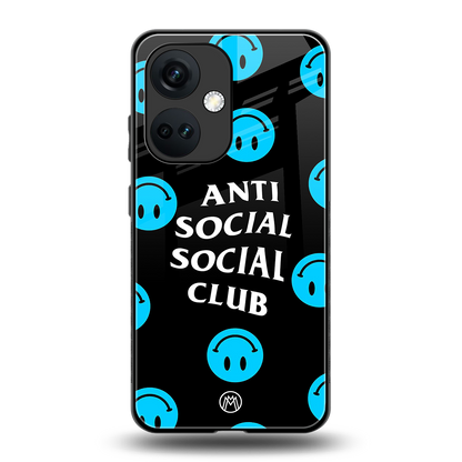 anti social social club x smileys back phone cover | glass case for oneplus nord ce 3