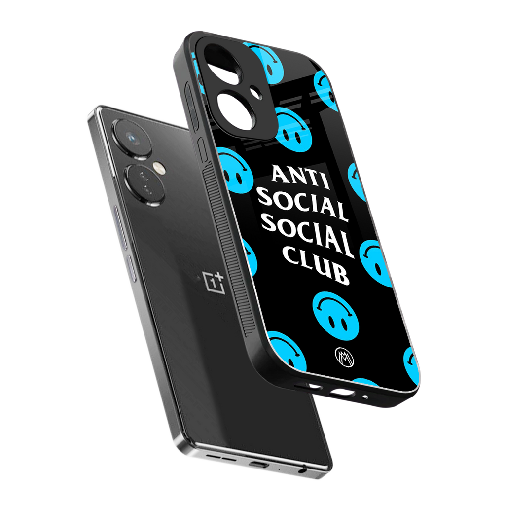 anti social social club x smileys back phone cover | glass case for oneplus nord ce 3
