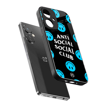 anti social social club x smileys back phone cover | glass case for oneplus nord ce 3