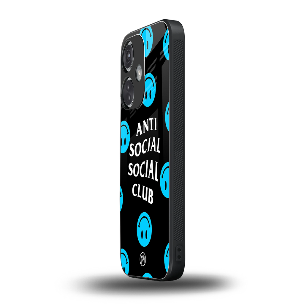 anti social social club x smileys back phone cover | glass case for oneplus nord ce 3