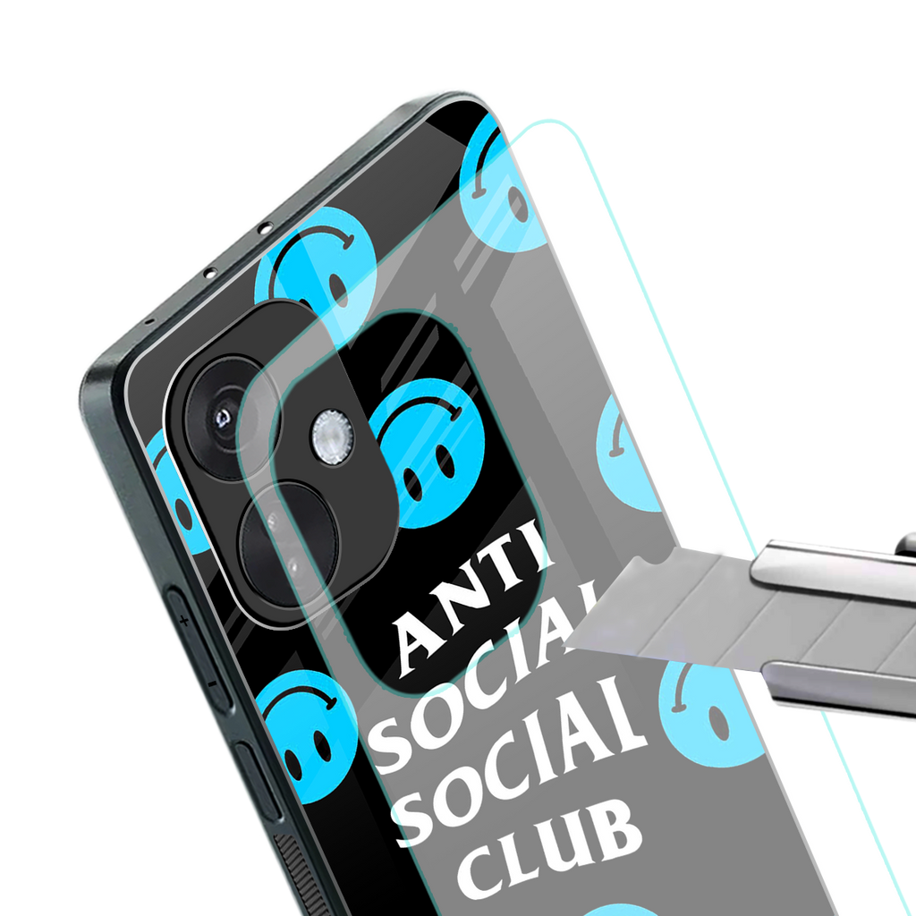 anti social social club x smileys back phone cover | glass case for oneplus nord ce 3