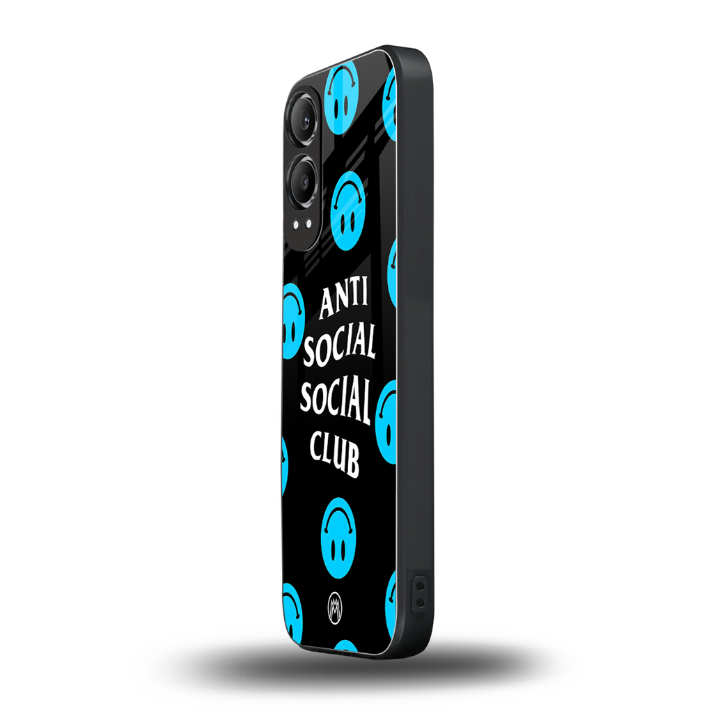 anti social social club x smileys back phone cover | glass case for oneplus nord ce 4 lite