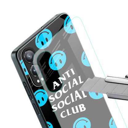 anti social social club x smileys back phone cover | glass case for oneplus nord ce 4 lite