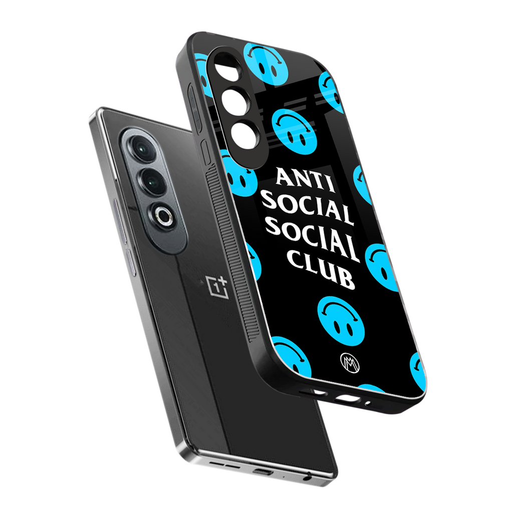 anti social social club x smileys back phone cover | glass case for oneplus nord ce 4