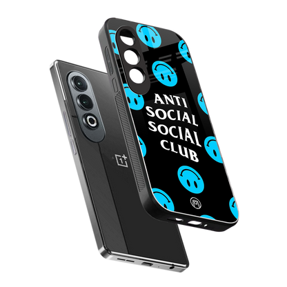 anti social social club x smileys back phone cover | glass case for oneplus nord ce 4